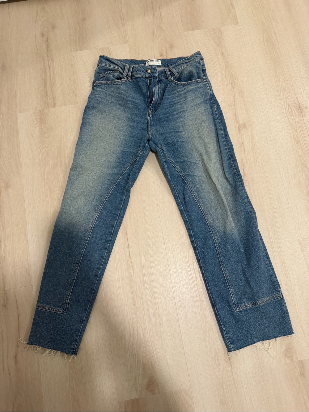 We The Free Distressed Blue Straight Leg Jeans